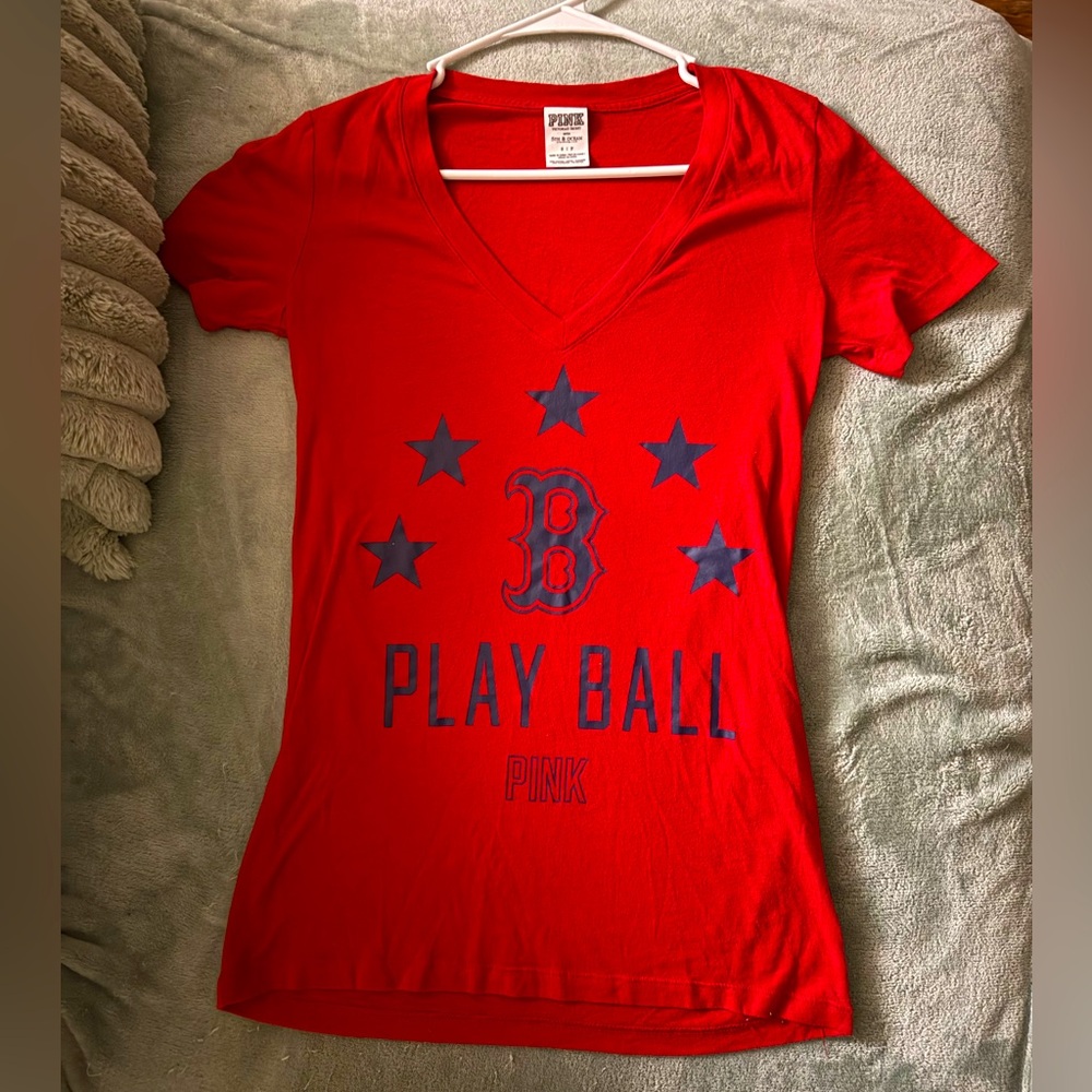 PINK Victoria's Secret Red Play Ball Tee - Boston Red Sox Logo*final price drop*